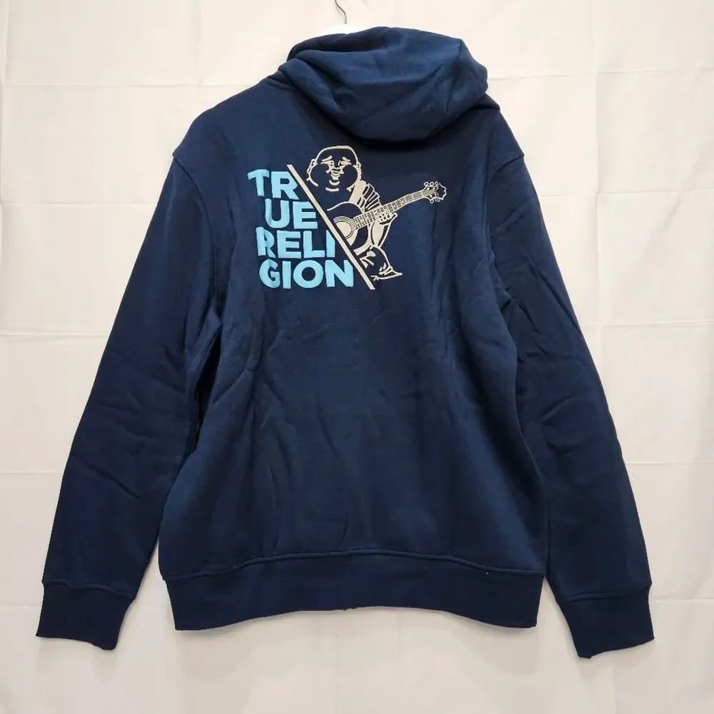 True Religion Sweatshirt Dress Blue Zip Up Hoodie Large